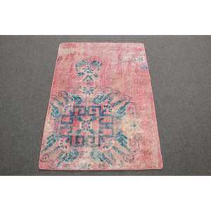 Tapis turc 2,3 x 3,2 pieds, tapis vintage, tapis en laine camouflage rose - Product Image 1