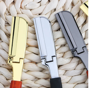 Poignée en acier inoxydable de rasoir droit de barbier à bord unique réutilisable professionnel de haute qualité pour la coupe de barbe de rasage de corps de visage - Product Image 3