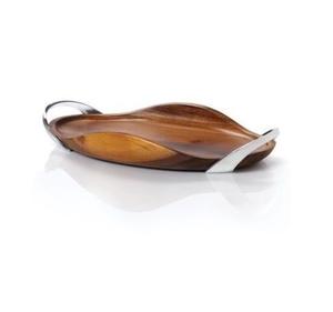 Bandeja de madera de tamaño y forma personalizados de la mejor calidad con mango de bandeja de plata para servicio de madera decorativa de hotel - Product Image 1