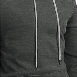 Sudadera con capucha gris carbón de dos tonos para hombre, estilo casual urbano, con capucha ajustable con cordón. - Product Image 4