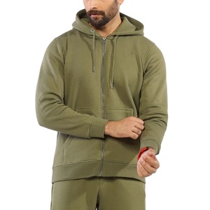 Sudadera con capucha para hombre de alta calidad con cremallera completa bordada impresión personalizada peso pesado invierno patrón sólido algodón poliéster a prueba de viento - Product Image 1