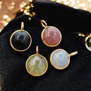 12mm Prehnite boule ronde lunette ensemble pendentif 925 argent plaqué or à la main bijoux de guérison en vrac breloques en gros - Product Image 4