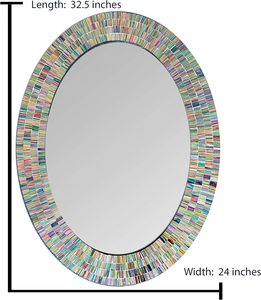 Miroir mural arc-en-ciel en mosaïque de verre artisanal, miroir mural décoratif pour la maison et le salon - Product Image 6