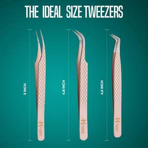 Black Matte Eyelash Extension Tweezers, KHADMI IMPEX Fiber Tip lash Straight and Curved And Volume Eye Lash Tweezers - Product Image 4