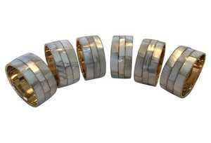 Servilletero de madera de lujo con decoración de rayas de fregona Servilletero de cerámica hecho a mano para mesa Fiesta de boda para uso en la cocina - Product Image 3