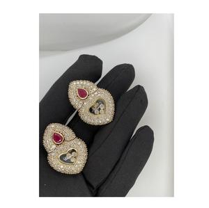 ต่างหูทองคำสีเหลือง14kt พร้อมเพชรธรรมชาติเครื่องประดับแฟชั่นดีไซน์ใหม่ลดราคา - Product Image 1