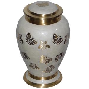 เครื่องทองเหลืองเคลือบขาวสำหรับงานศพวัสดุทำจากโลหะโกศเผาทำจากทองเหลืองทันสมัย - Product Image 1