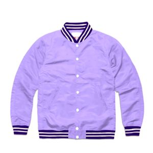 Vente en gros de haute qualité violet noir unisexe tendance logo personnalisé décontracté OEM chenille Letterman Varsity vestes support respirant - Product Image 1