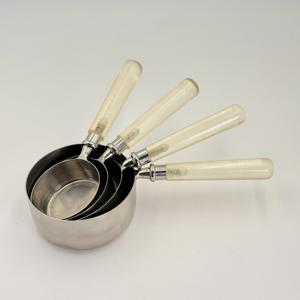 Stainless Steel Long Resin Handle Set of 4 Measuring Cups <b>Stamp</b> Accessories Supplies <b>Metal</b> Measuring Cups for Home & Restaurant - Product Image 3