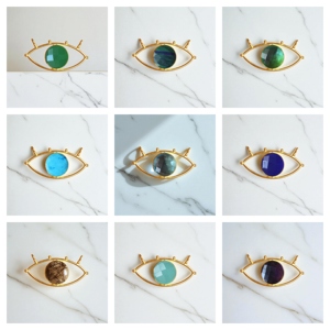 Pendentif à breloque en or Vermeil, quartz rose, oeil maléfique, pierre précieuse, argent 925, bijoux à breloques à double caution faits à la main pour la vente en gros - Product Image 2