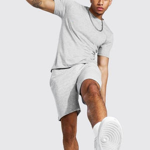 Ensemble streetwear 2 pièces color block en coton 100% à col rond et épaules tombantes, coupe ample, nouvelle mode, pour homme - Product Image 3