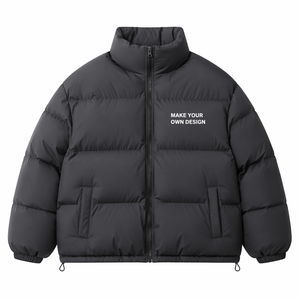 <b>ZIP</b> <b>UP</b> INSULATED PUFFER <b>JACKET</b> STAND COLLAR WIND RESISTANT THICK WADDING CASUAL LOOSE FIT UNISEX WHOLESALE OEM - Product Image 1