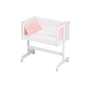 Cuna Moderna para Dormir Juntos en Haya Blanca Mod. ELEFANTE-ROSA con Ropa de Cama y Colchón para Bebés y Niños - Product Image 1