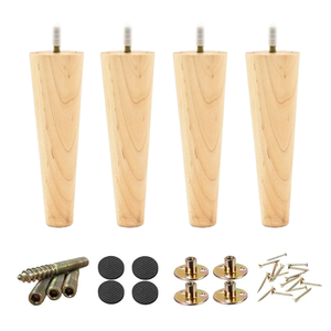 Pied de meuble conique minimaliste en bois massif robuste pour canapé, table, lit, chambre à coucher, finition bois clair, qualité supérieure, OEM - Product Image 5
