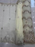 Tissu en Chiffon Georgette Premium à Perles pour la Confection de Saris, Dupattas, Lehengas, Robes, Tenues de Mariage, de Fête et de Haute Couture