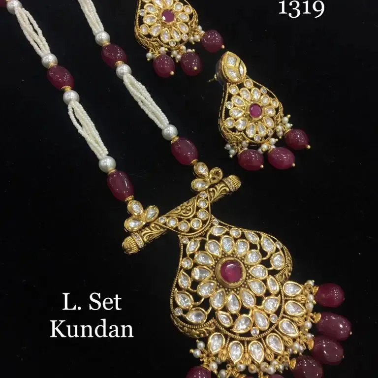 Женский набор кулонов kundan с сережками, красный и золотой камень, латунные Металлические модные украшения, очень красивые