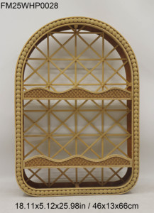 Estante de Pared Arqueado de Ratán con Marco de Cuentas, Estante de Almacenamiento Tejido a <span class=keywords><strong>Mano</strong></span> de <span class=keywords><strong>2</strong></span> Niveles, Estante Decorativo de Pared para Decoración de Sala de Estar - Product Image 5