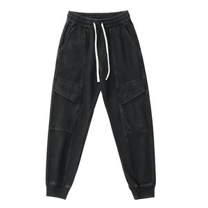 Pantalon de survêtement en maille 100% coton pour homme, nouvelle collection automne-hiver, molletonné, délavé et déchiré, taille élastique, décontracté, à chevilles nouées - Product Image 6