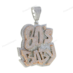 Lujo totalmente helado S925 plata esterlina dos tonos moissanita chapado en oro 80's BABY carta colgante personalizado para él para fiestas - Product Image 4