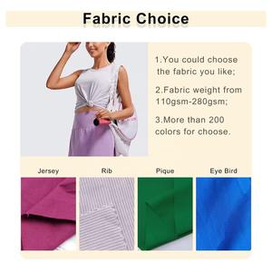 Débardeurs en coton spandex pour femmes hauts courts d'entraînement col rond sans manches chemises de gymnastique athlétiques logo personnalisé sérigraphie - Product Image 5