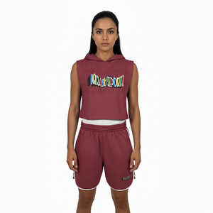 Conjunto de 2 Piezas de Sudadera con Capucha y Pantalones Cortos para Mujer, 100% Algodón, Transpirable y de Secado Rápido, Alta Calidad de Fabricante OEM - Product Image 1