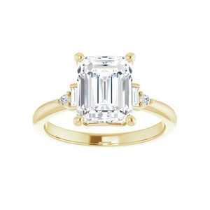 Trilogy Emerald Cut Lab Grown Diamonds 1.50 Ct F-VS2 Engagement Ring <b>Three</b> Stone Style 14K Solid Gold High Demand Jewellery - Product Image 1