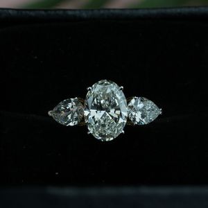 Premium 5.50Ct Lab Grown Diamond Ring Ovale Et Poire Coupe VS1 IGI SGL Certifié Or Rose Or Argent Fiançailles Bijoux De Mariage - Product Image 4