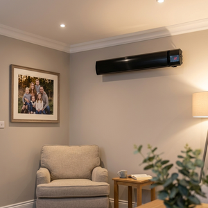 Radiateur électrique radiant ELCON ARH-30R 3000W à ondes longues, en aluminium noir, télécommandé, avec affichage numérique et protection contre la surchauffe 28 - Product Image 2