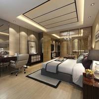 Ensemble de meubles de chambre à coucher modernes : lit double, armoire, tables de chevet, bureau réglable en hauteur – Idéal pour appartements de services et hôpitaux