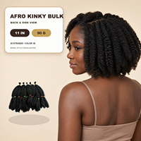 Extensions Synthétiques Afro Kinky en Gros pour Tresses, 11 Pouces, 90g, 20 Brins, Faibles Températures, Fabriquées à la Main et à la Machine, Monobrin