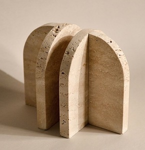 Nuevo lujo moderno mármol travertino piedra sujetalibros libro soporte organizador resistente mármol travertino libro extremos - Product Image 1