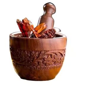 Caja de uso de especias y mortero de madera de diseño exclusivo con tapa y tamaño personalizado con forma redonda y pieza de venta al precio más bajo - Product Image 2