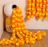 Bunga Marigold Buatan Tangan Tradisional, Untaian Karangan Bunga Gantung 5 Kaki, Dekorasi Pesta Pernikahan India Sangeet