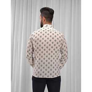 Chemise décontractée en coton imprimé pour homme, manches longues, coupe ajustée, tailles XL à 6XL, tissu popeline respirant, offre ODM - Product Image 5