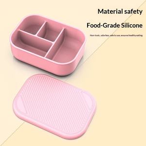 Rectangle Food-Grade Silicone Multi-Compartment Lunch Box for Office Workers Students <b>Microwave</b> Safe Fresh-Keeping & Thermal - Product Image 2