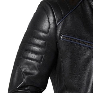 Veste en cuir pour homme, fermeture éclair, mode élégante, hiver, cuir véritable, imperméable, moto, respirante - Product Image 6