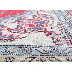 Alfombras de Lana Anudadas a Mano Estilo Vintage, Rojas y Naranjas, con Diseño Bohemio de Medallón Abstracto y Patrones Rectangulares para Sala de Estar, Pae-2386 - Product Image 3