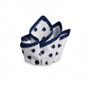 Handmade Navy Apple White Woven <b>Edge</b> Signature Border 100% Cotton British Style Handkerchief Pocket <b>Square</b> Blazers Suit Dining - Product Image 3