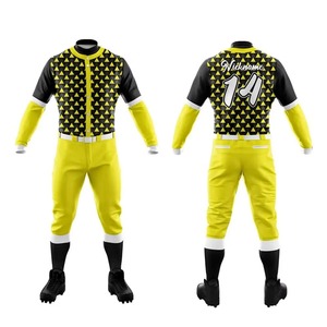 Ensemble d'uniformes de baseball OEM personnalisés pour hommes, couleur unie, respirant, séchage rapide, vêtements d'équipe en polyester, vente en gros - Product Image 1