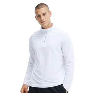 Sweat-shirts de compression à manches longues en polyester avec fermeture éclair pour hommes - Product Image 4