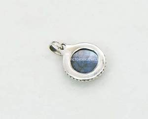 925 Solid Sterling Silver November Month Birthstone <b>Labradorite</b> with Bezel Setting Round Shape Charm <b>Pendant</b> - Product Image 3