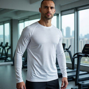 Camiseta de poliéster transpirable de manga larga para hombre con logotipo personalizado de alta calidad, ropa deportiva y Camiseta deportiva - Product Image 1