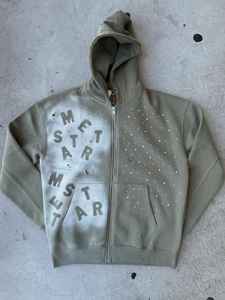 Sweat à capuche brodé de lettres épaisses surdimensionnées personnalisé Pull-over court lavé Sweat à capuche zippé Street Wear Hoodies - Product Image 2