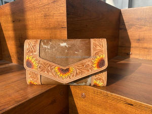 กระเป๋าโท้ทหนังวัวขนสัตว์พิมพ์ลายดอกไม้เครื่องมือใหม่ใหม่ชุดคลัทช์หนังแกะลายดอกทานตะวันตะวันตก - Product Image 4