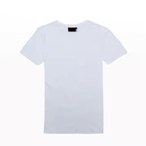 T-shirt en coton blanc uni pour homme, manches courtes, col rond, coupe ajustée, jersey décontracté, motif lettres, tissu peigné, séchage rapide - Product Image 3