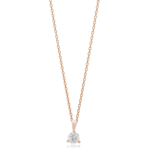 Rond Trois Griffe Zircon Pierre Charme Collier Pendentif En Gros Turc 925 Bijoux En Argent Sterling - Product Image 6