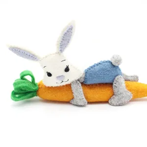 Handmade felt bunny - Easter Home decor - Bunny with carrot - Eco-friendly home decor - Kids toy