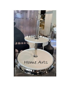 2 <b>Tier</b> Stainless Steel <b>Cake</b> <b>Stand</b> With Hammered Work Admirable Design Rectangle Shape <b>Cake</b> <b>Stand</b> In Bulk - Product Image 5