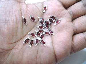 14K Gold Filled Zircon Marquise Shape Briolette Bezel Connector <b>Charms</b> 4x6mm Double Loop - Product Image 2