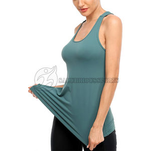 Camiseta sin mangas de talla grande ajustada con espalda abierta para mujer, transpirable, deportes de verano, Yoga, gimnasio, entrenamiento, corto, estilo informal, patrón sólido - Product Image 5